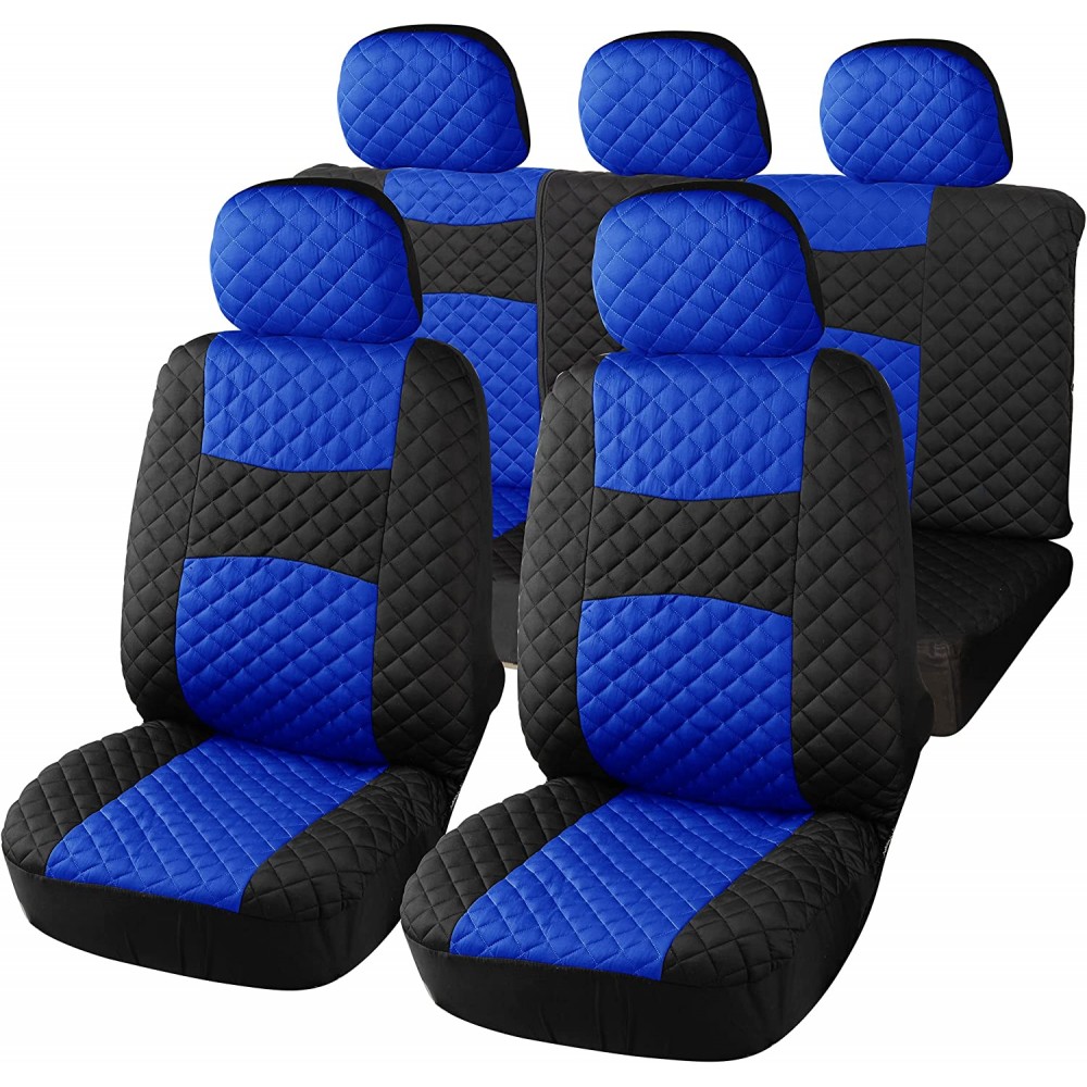 Coprisedili per auto in pelle PU a 5 posti per BMW bordo nero e blu